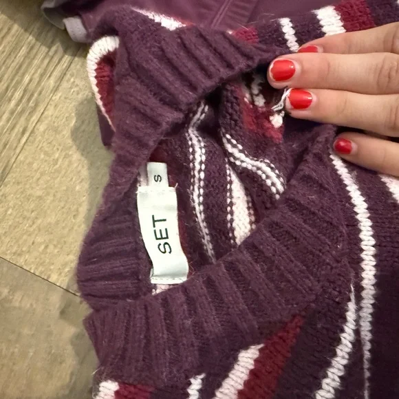 SET Active Plum Striped Knit Sweater set - Picture 5 of 6